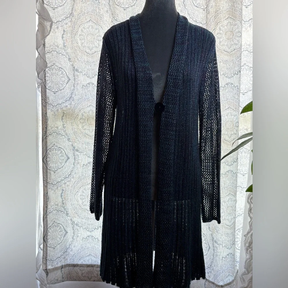 Krazy Kat Blue and Black Open Knit Cardigan